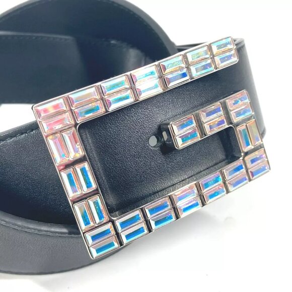 GUCCI 550106 Sequin GG logo crystal belt Leather Black main image 4